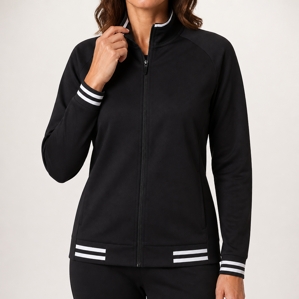 Camilla | Womens Varsity Tracksuit Zip Up Baseball Jacket Two Piece Sports Set, Black