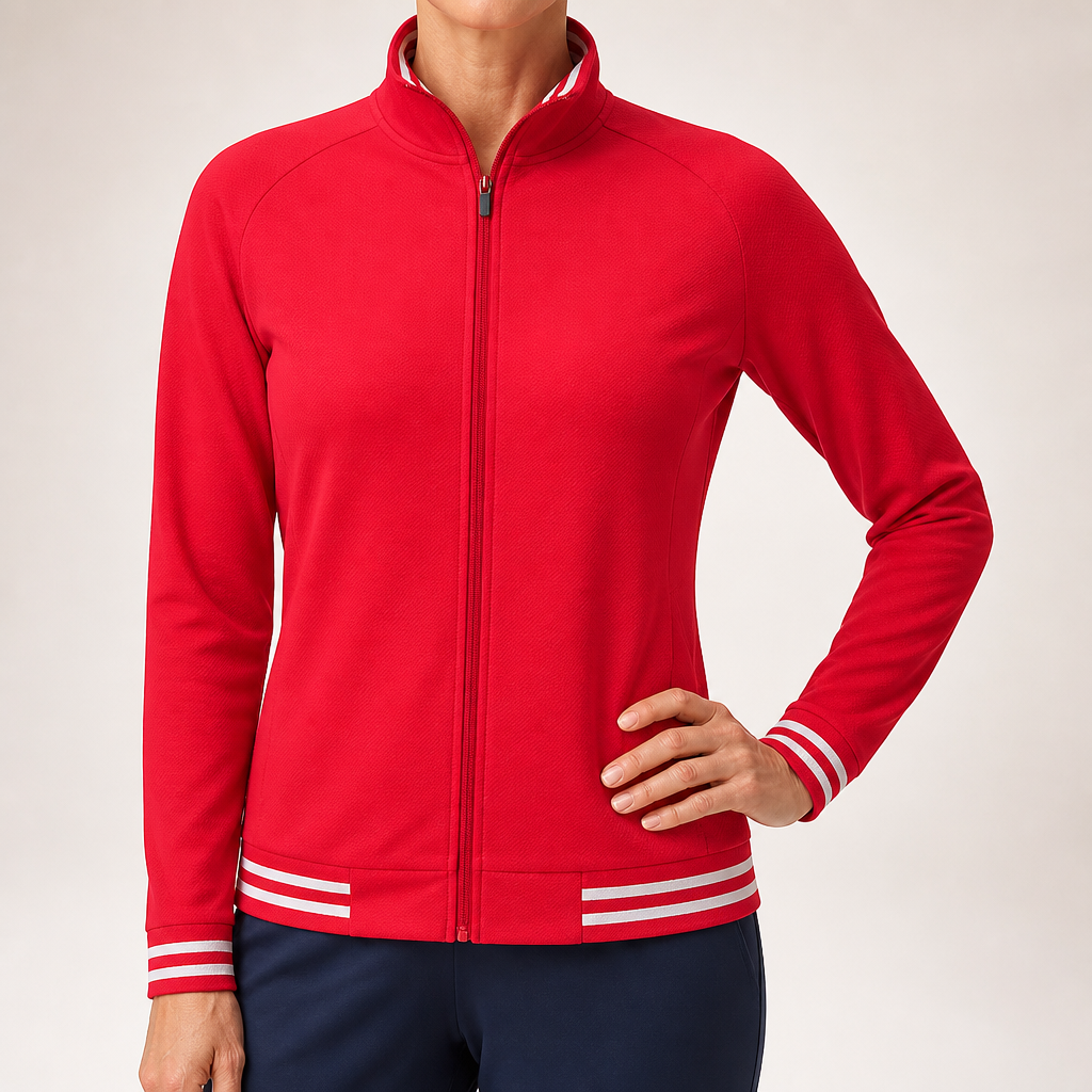 Camilla | Womens Varsity Tracksuit Zip Up Baseball Jacket Two Piece Sports Set, Red