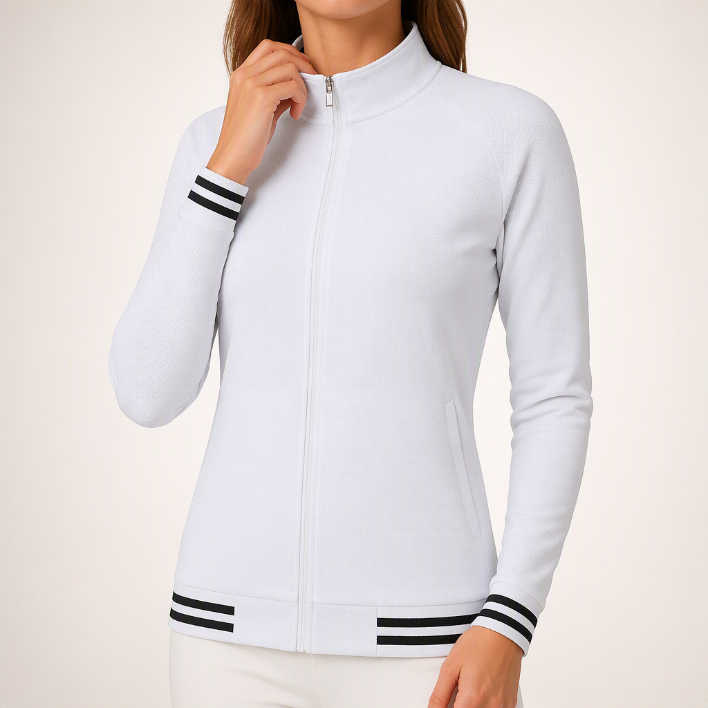 Camilla | Womens Varsity Tracksuit Zip Up Baseball Jacket Two Piece Sports Set, White