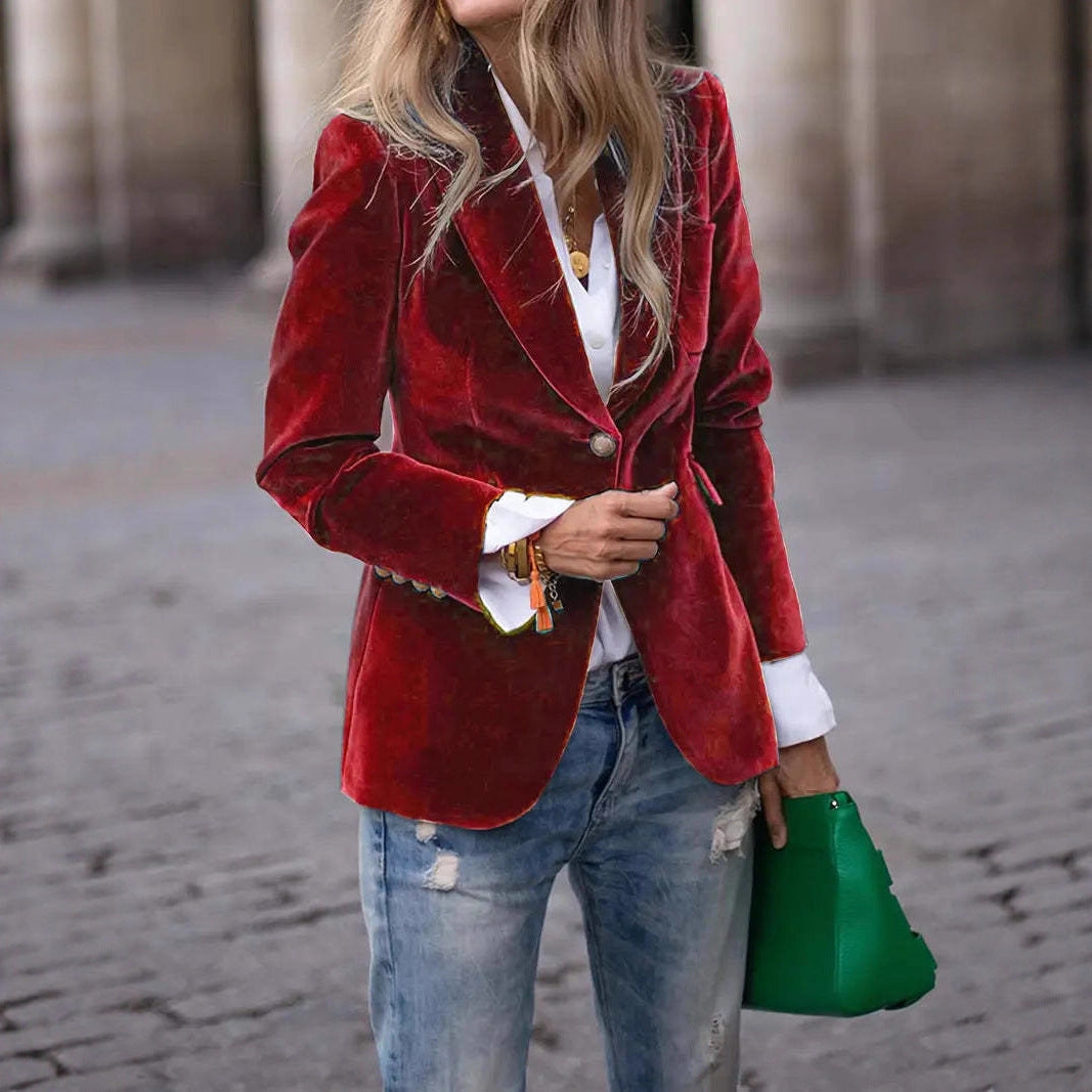Camille | Womens Slim Fit Velvet Blazer - 2