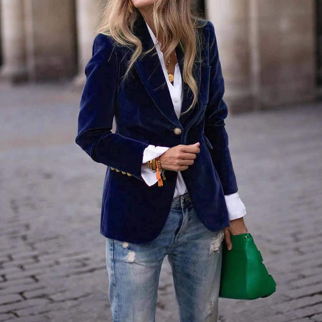 Camille | Womens Slim Fit Velvet Blazer - 3