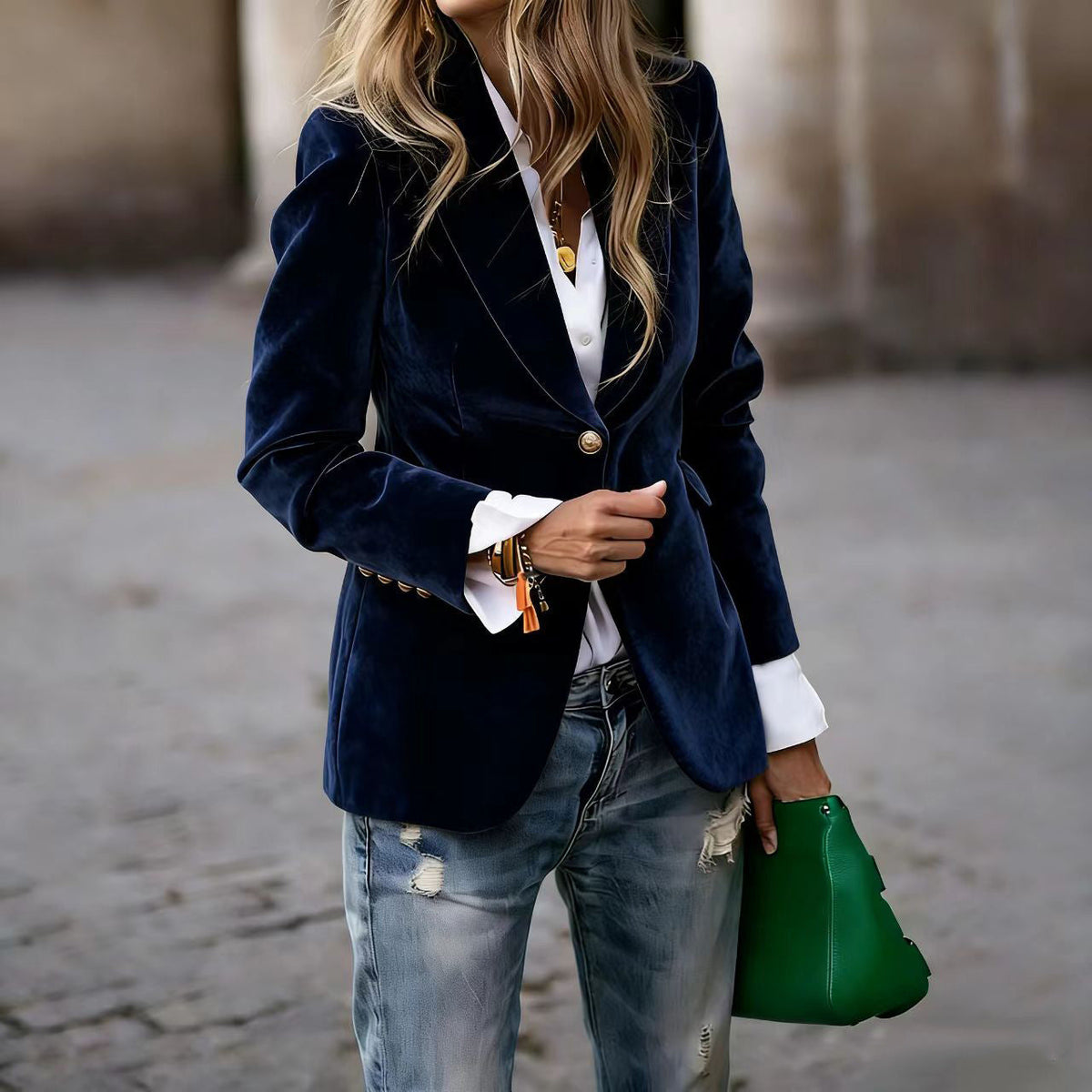 Camille | Womens Slim Fit Velvet Blazer - 8