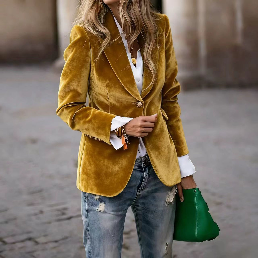 Camille | Womens Slim Fit Velvet Blazer - 9