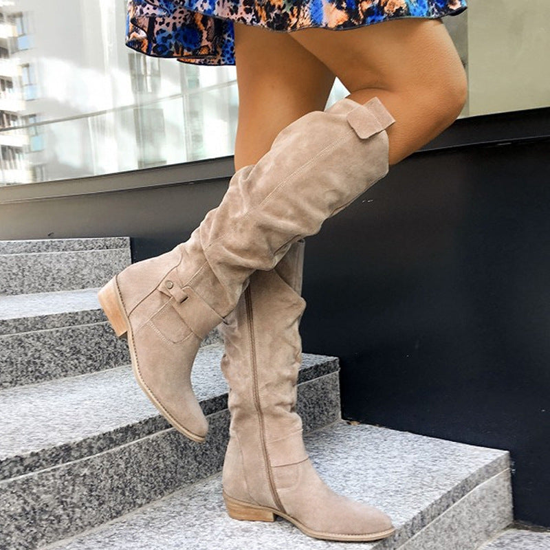 Camryn | Womens Suede Side Zip Low Heel Ankle Boots - 3