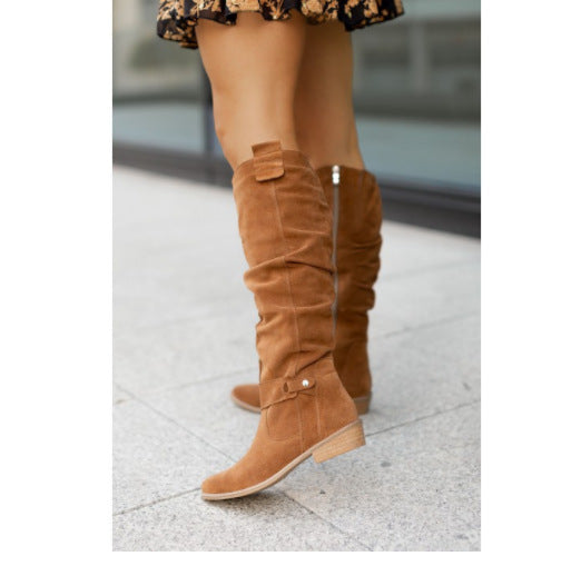 Camryn | Womens Suede Side Zip Low Heel Ankle Boots - 6