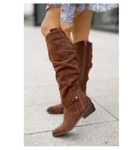 Camryn | Womens Suede Side Zip Low Heel Ankle Boots - 8