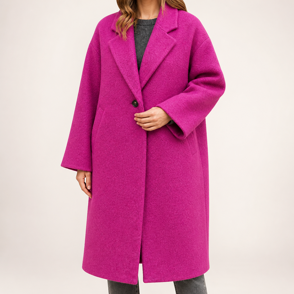 Cassia | Womens Longline Wool Blend Coat Long Winter Coat, Rose