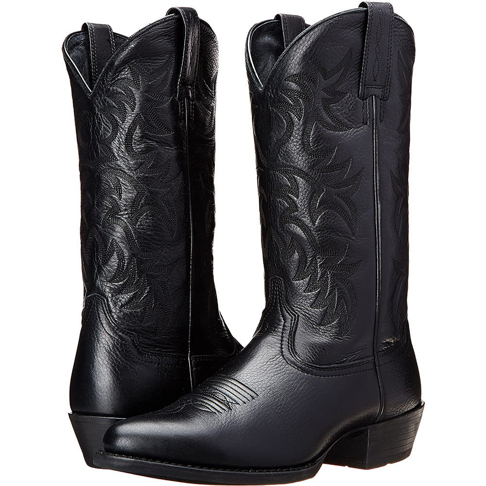 Cassidy | Womens Embroidered Western Cowboy Black Brown Mid Calf Boots - 2