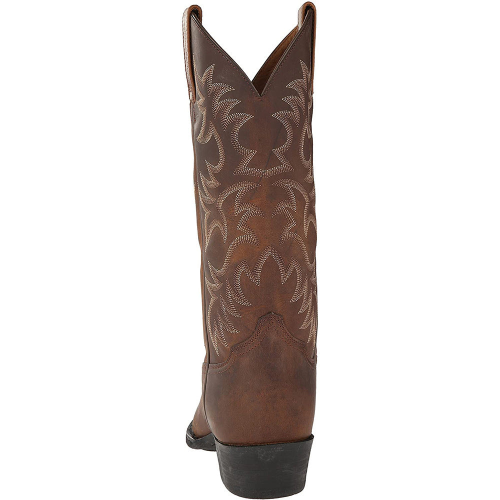 Cassidy | Womens Embroidered Western Cowboy Black Brown Mid Calf Boots - 4