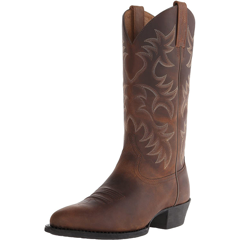 Cassidy | Womens Embroidered Western Cowboy Black Brown Mid Calf Boots - 5