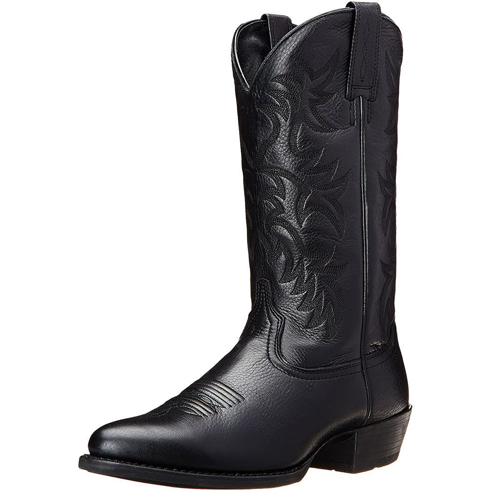 Cassidy | Womens Embroidered Western Cowboy Black Brown Mid Calf Boots - 6