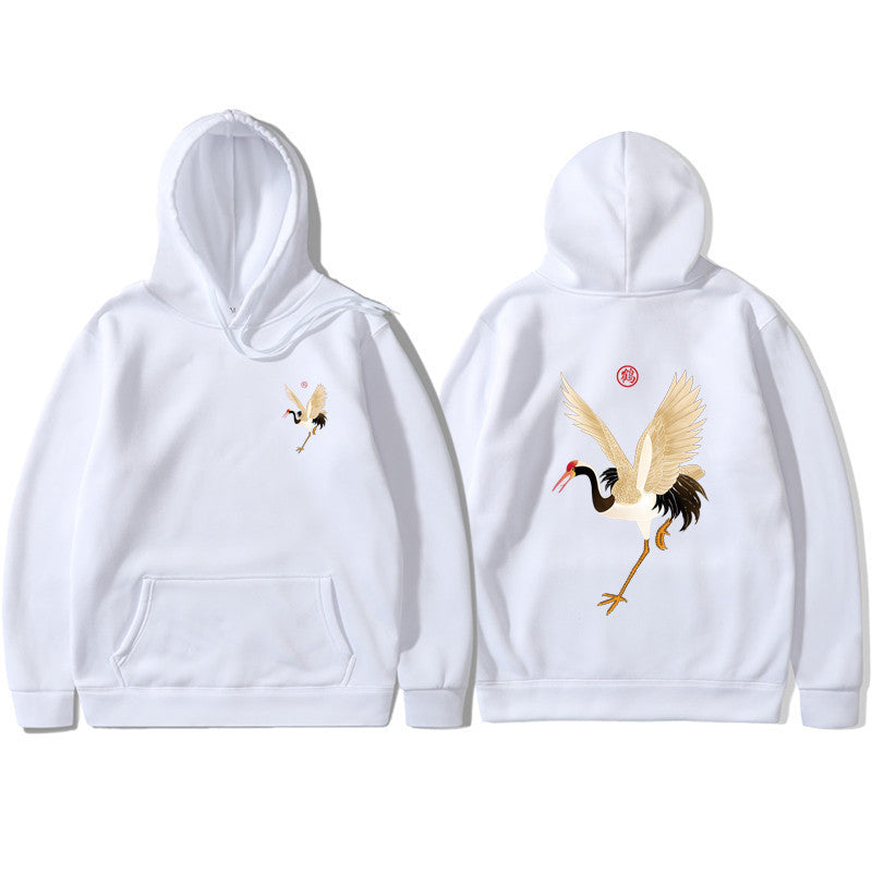 Cassius | Mens Crane Print Hoodie Streetwear Sweatshirt - 7