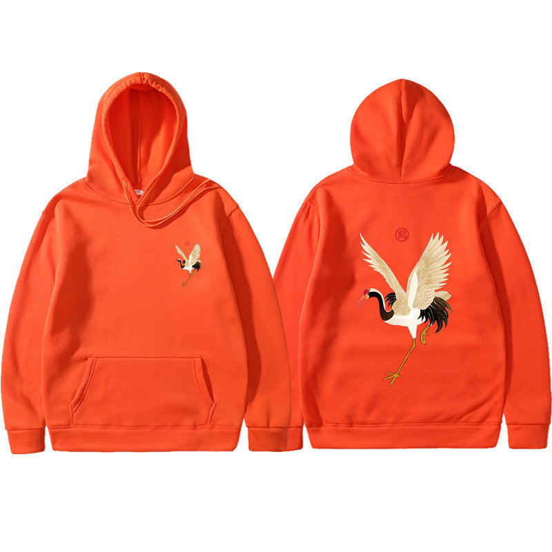 Cassius | Mens Crane Print Hoodie Streetwear Sweatshirt - 8