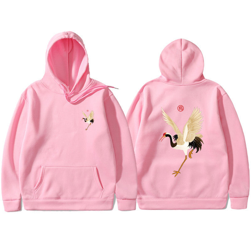 Cassius | Mens Crane Print Hoodie Streetwear Sweatshirt - 9