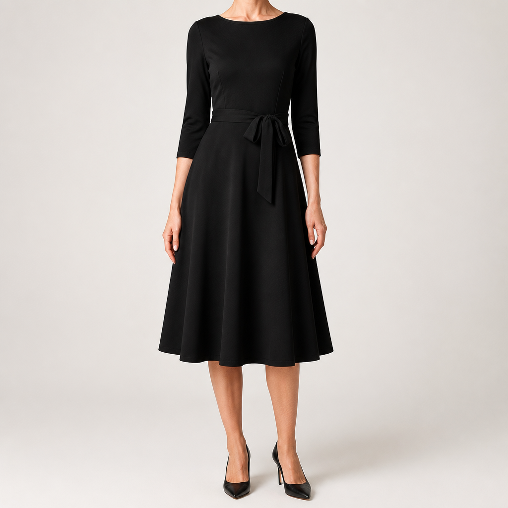 Celeste | Cocktail A Line Midi Wedding Guest Formal Dresses, Black