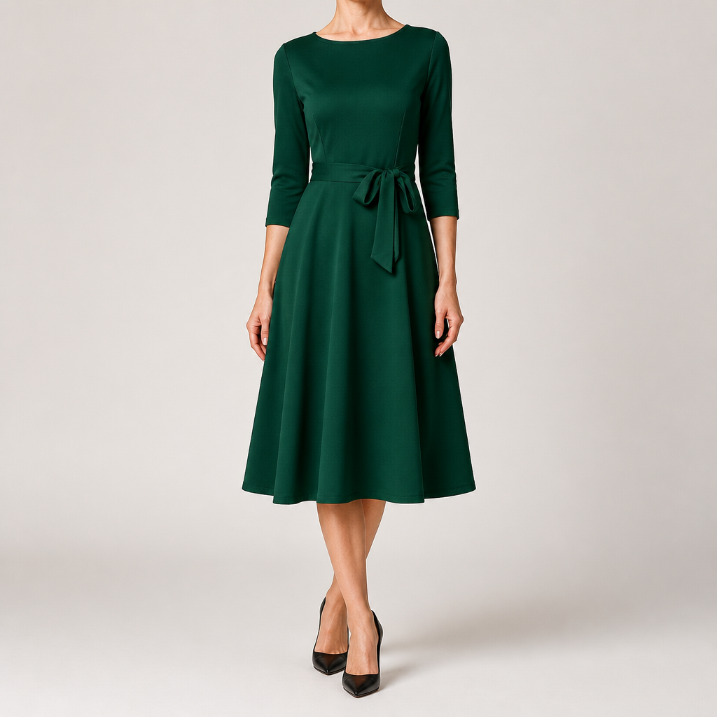 Celeste | Cocktail A Line Midi Wedding Guest Formal Dresses, Green