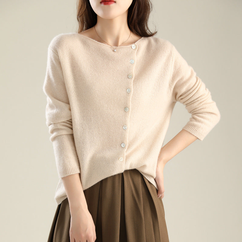 Celestine | Womens Single Breasted Cashmere Touch Cardigan Crew Neck Fine Knit - 6