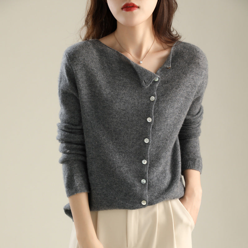 Celestine | Womens Single Breasted Cashmere Touch Cardigan Crew Neck Fine Knit - 7