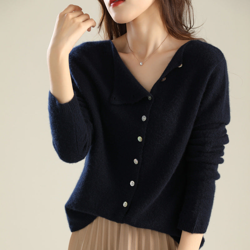 Celestine | Womens Single Breasted Cashmere Touch Cardigan Crew Neck Fine Knit - 8