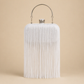 Cerys | Womens Clutch Bag Tassel Evening Shoulder Crossbody Bag, White