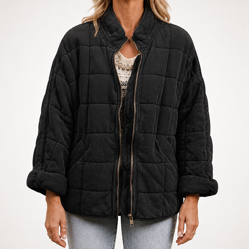 Cilla | Womens Puffer Jacket Padded Stand Collar Winter Warm Jacket, Black