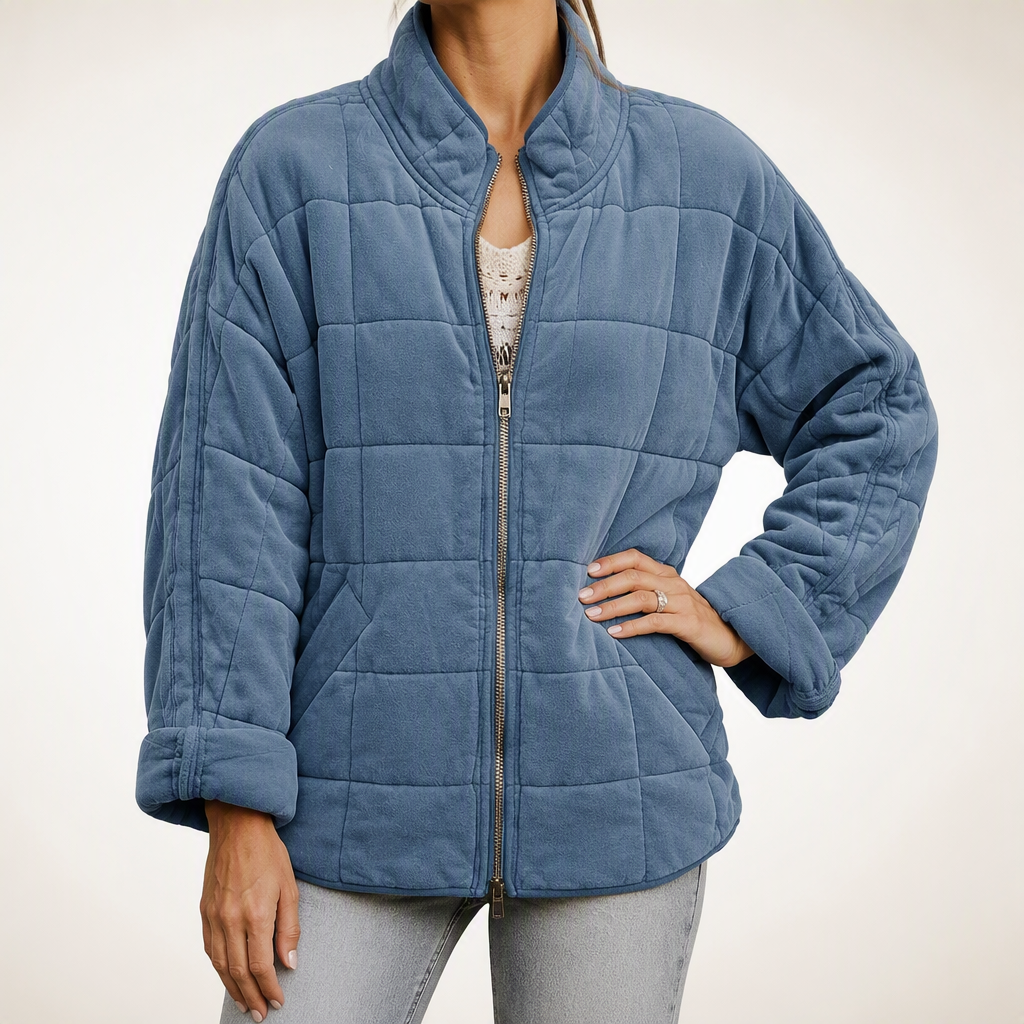 Cilla | Womens Puffer Jacket Padded Stand Collar Winter Warm Jacket, Grey