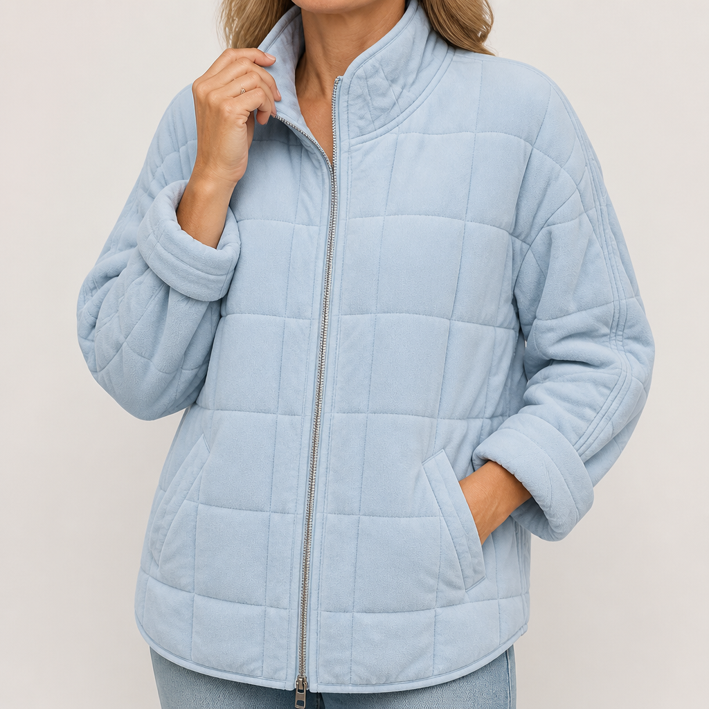 Cilla | Womens Puffer Jacket Padded Stand Collar Winter Warm Jacket, Light Blue