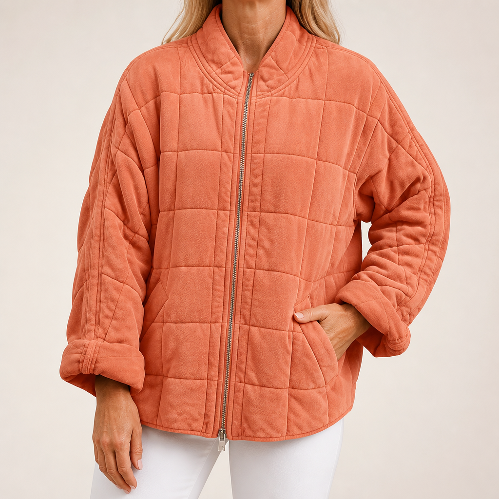 Cilla | Womens Puffer Jacket Padded Stand Collar Winter Warm Jacket, Orange