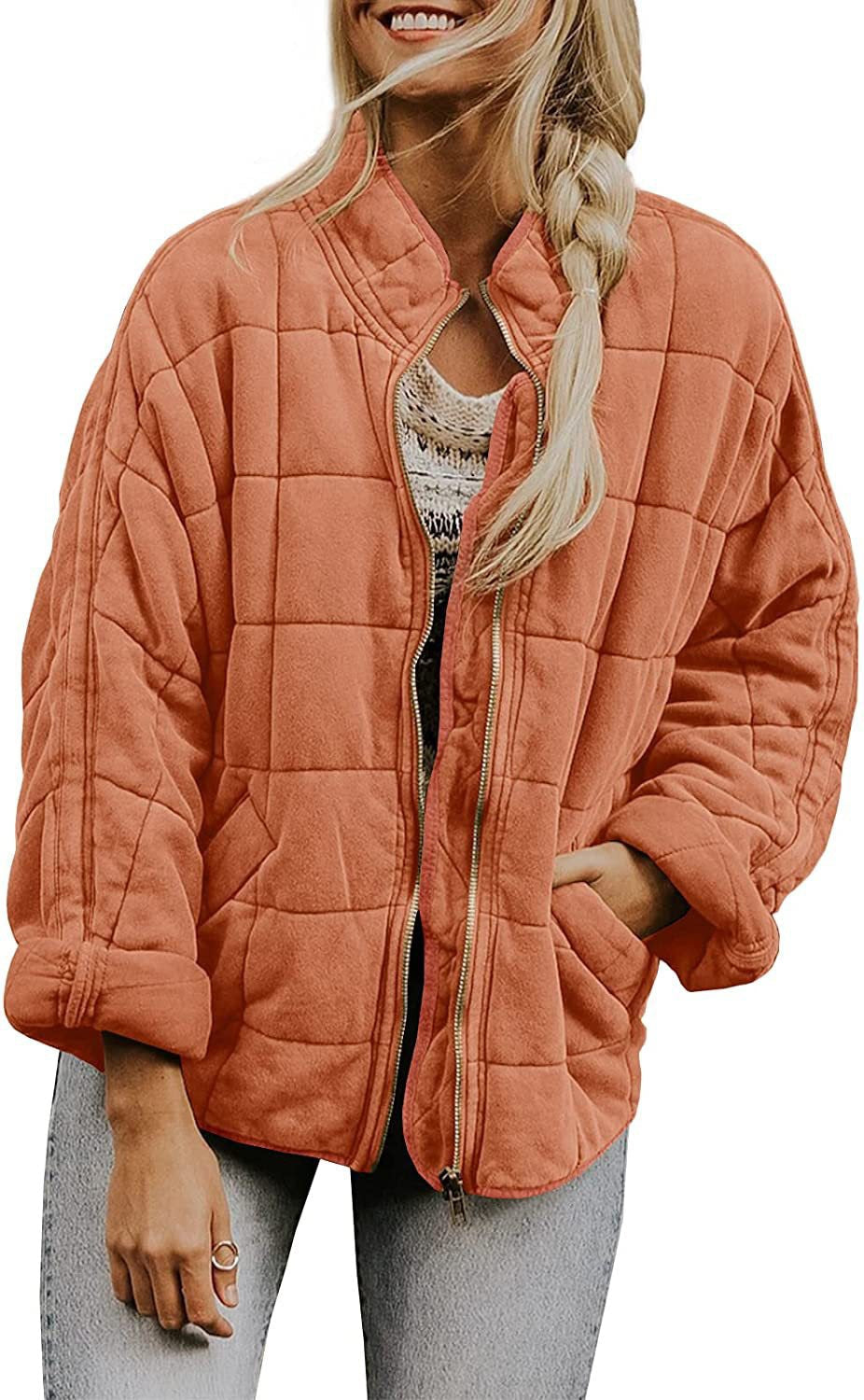 Cilla | Womens Stand Collar Padded Jacket - Orange