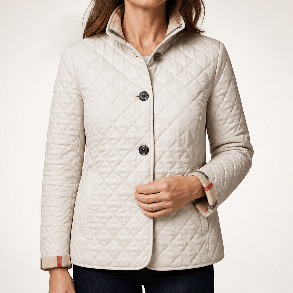 Clara | Womens Quilted Slim Fit Winter Down Light Jacket, Beige