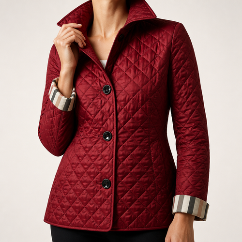 Clara | Womens Quilted Slim Fit Winter Down Light Jacket, Burgundy