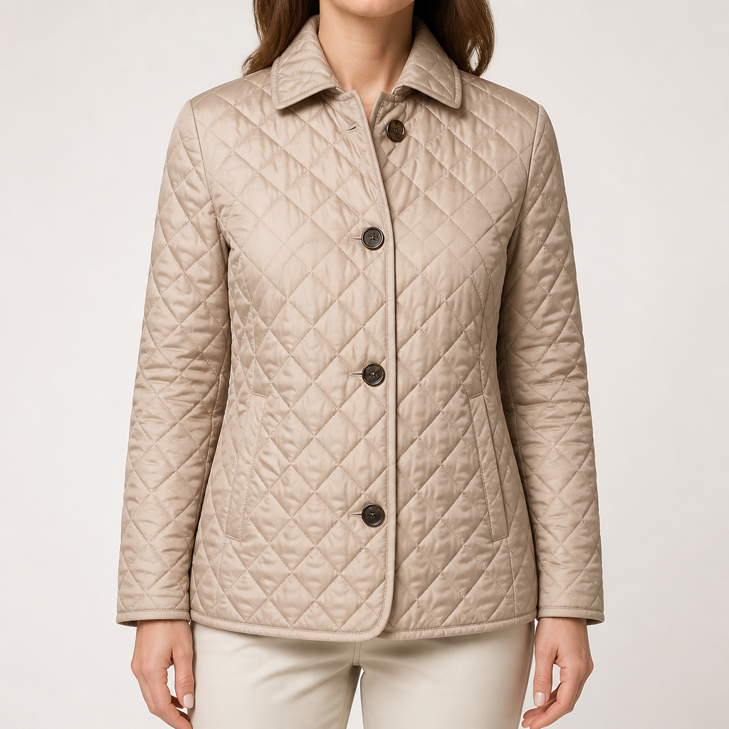 Clara | Womens Quilted Slim Fit Winter Down Light Jacket, Khaki
