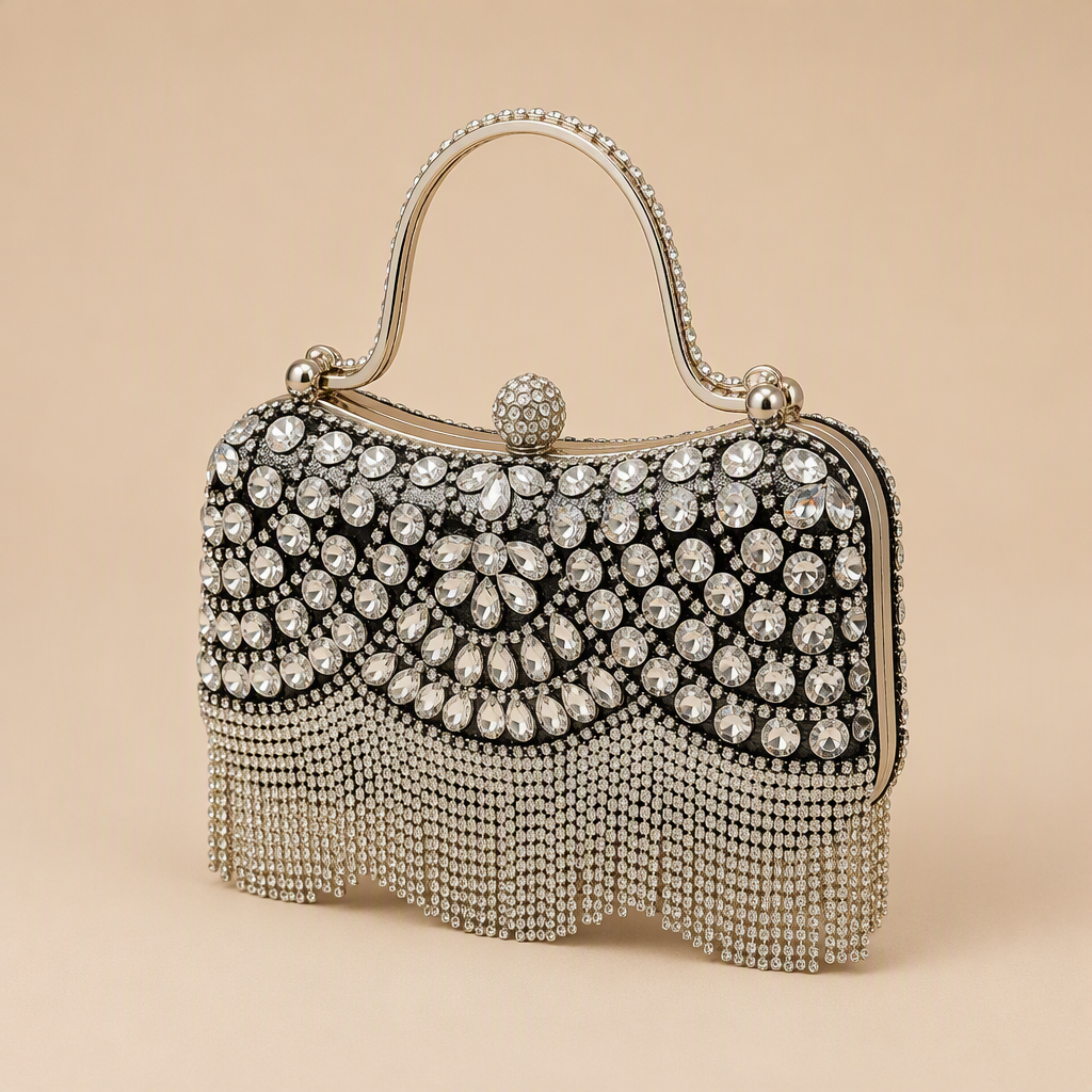 Clementine | Womens Clutch Bag Evening Dinner Party Bag, Black