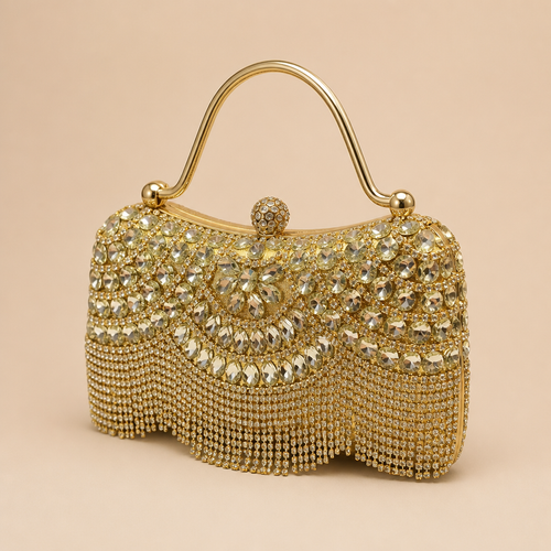 Clementine | Womens Clutch Bag Evening Dinner Party Bag, Gold