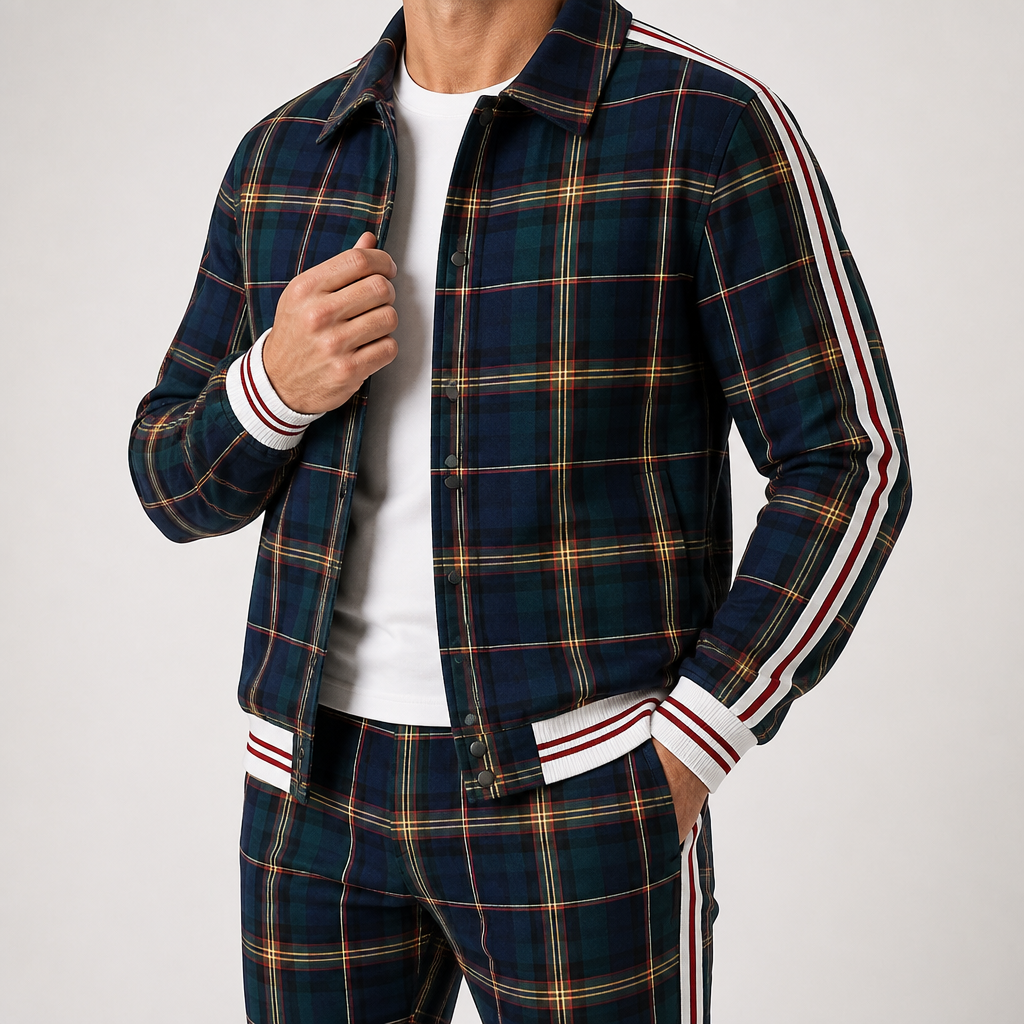 Cleo | Mens Tracksuit Shacket Two Piece Set Jacket Trousers Casual, Design 11