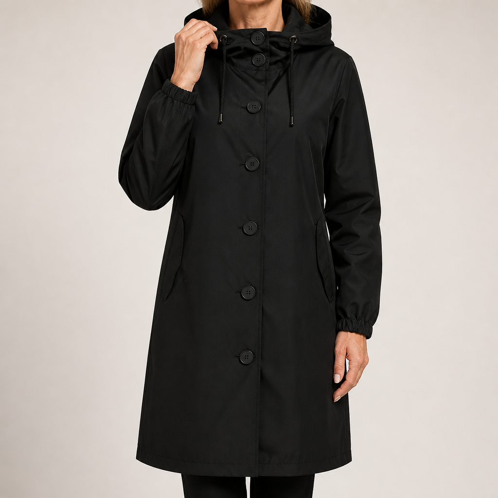 Coco | Womens Waterproof Jacket Hooded Windbreaker Lightweight Rain Coat, Black