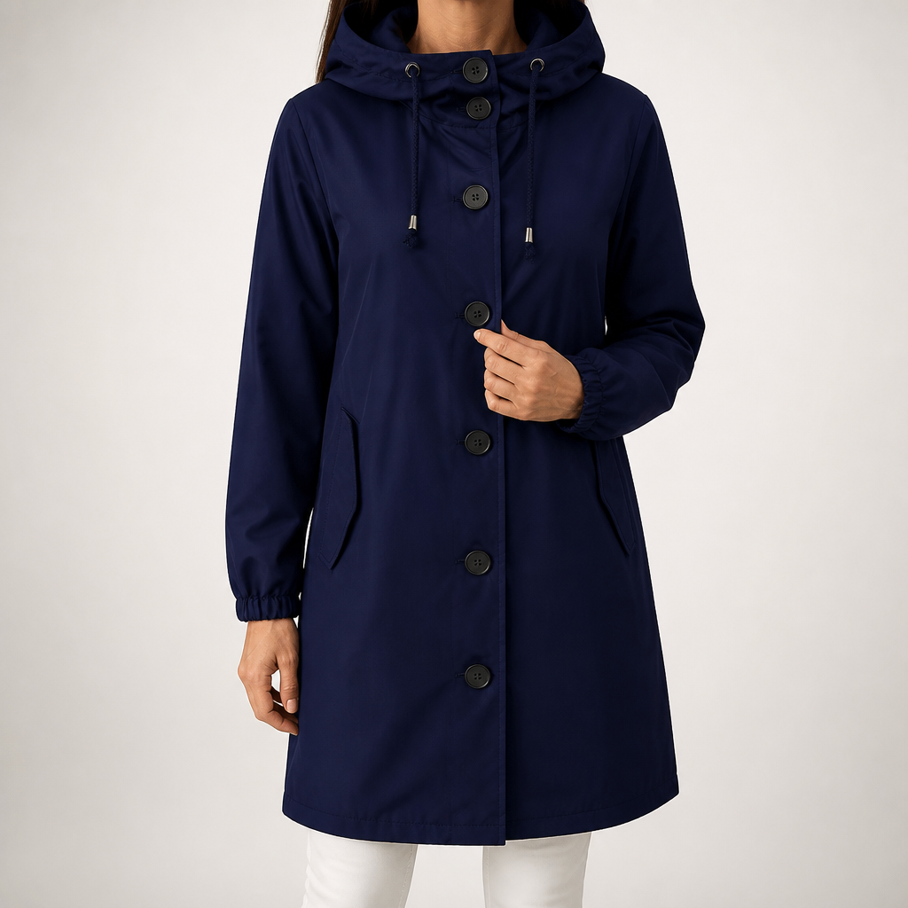 Coco | Womens Waterproof Jacket Hooded Windbreaker Lightweight Rain Coat, Dark Blue