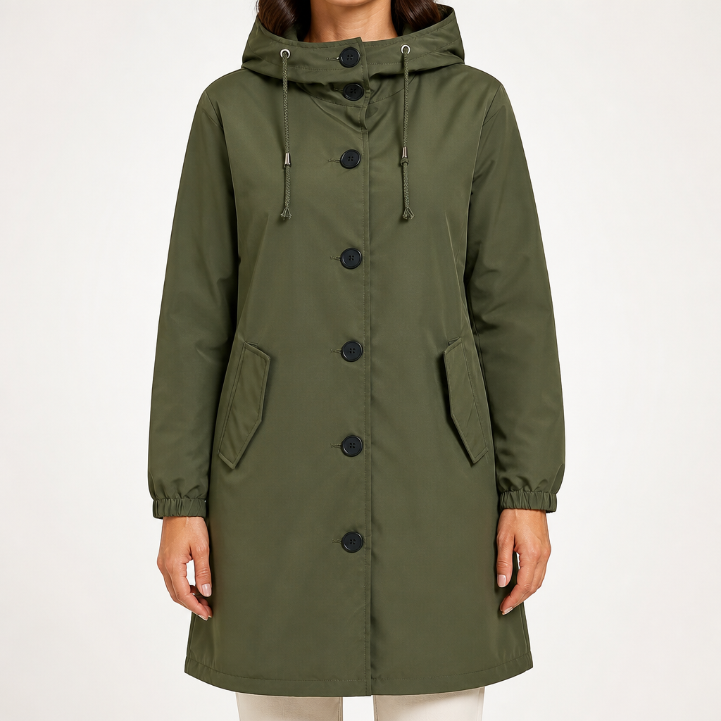 Coco | Womens Waterproof Jacket Hooded Windbreaker Lightweight Rain Coat, Green