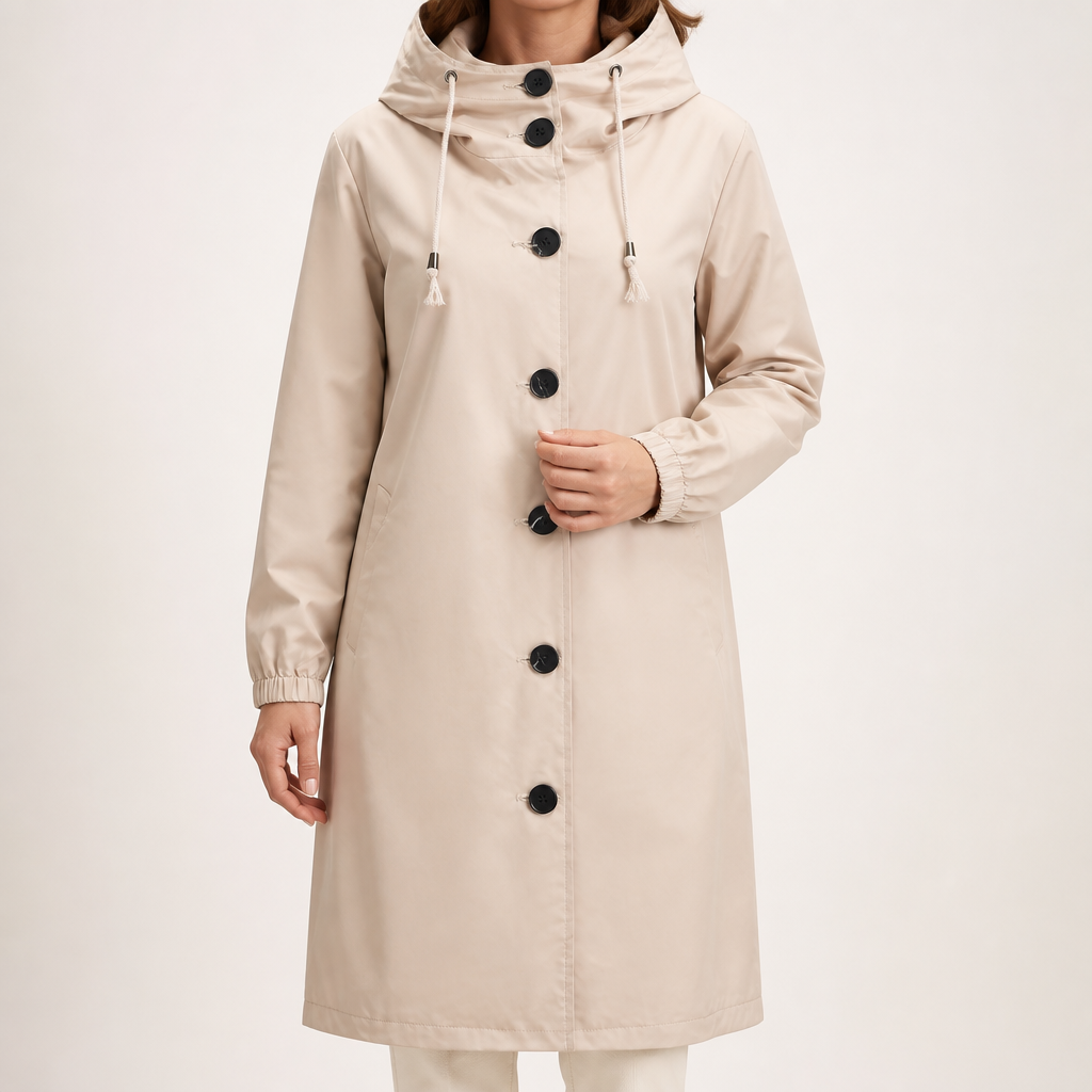 Coco | Womens Waterproof Jacket Hooded Windbreaker Lightweight Rain Coat, Khaki