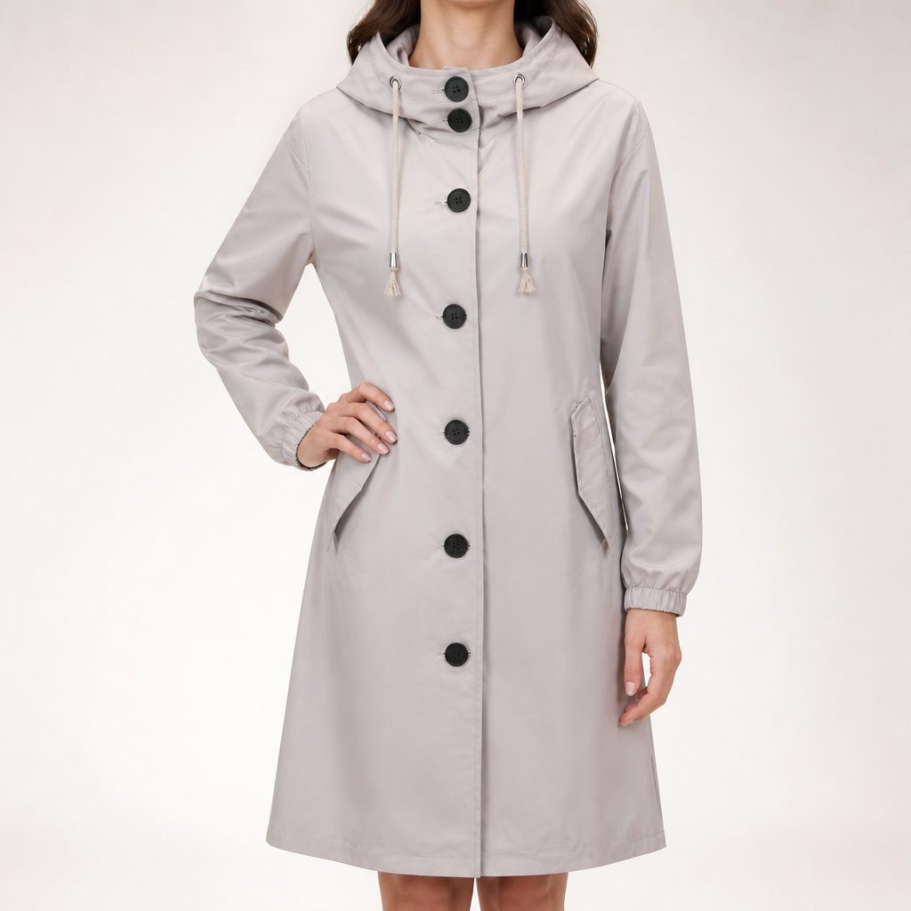 Coco | Womens Waterproof Jacket Hooded Windbreaker Lightweight Rain Coat, Light Gray