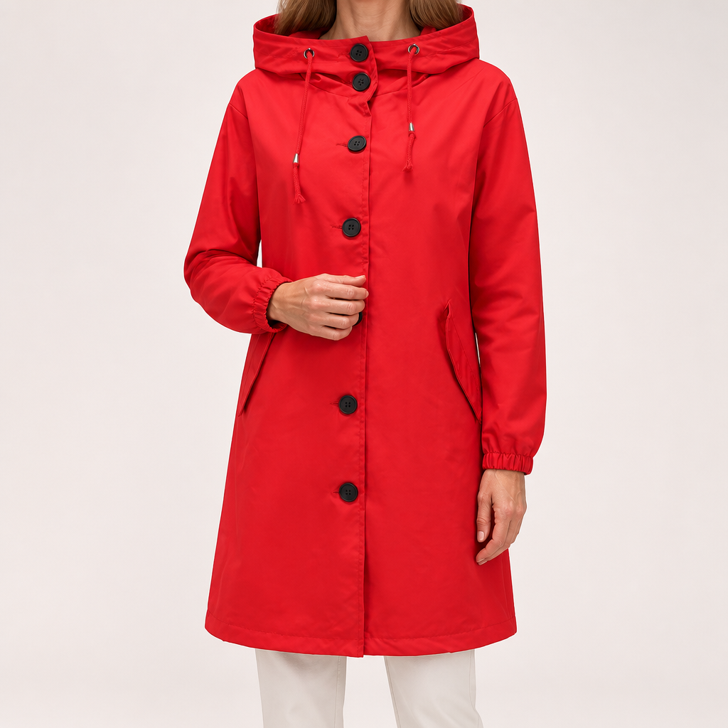 Coco | Womens Waterproof Jacket Hooded Windbreaker Lightweight Rain Coat, Red
