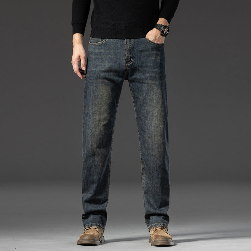 Cole | Straight Leg Stretch Mens Grey Blue Jeans - 2