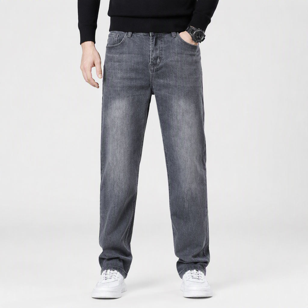 Cole | Straight Leg Stretch Mens Grey Blue Jeans, Blue Grey