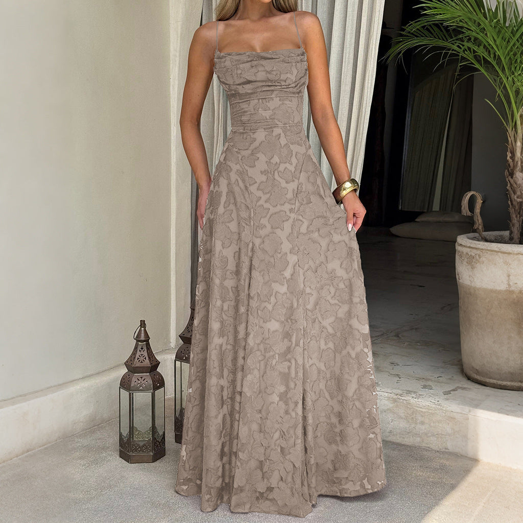 Colette | Womens Lace A Line High Waist Cami Maxi Wedding Guest Dresses - 10
