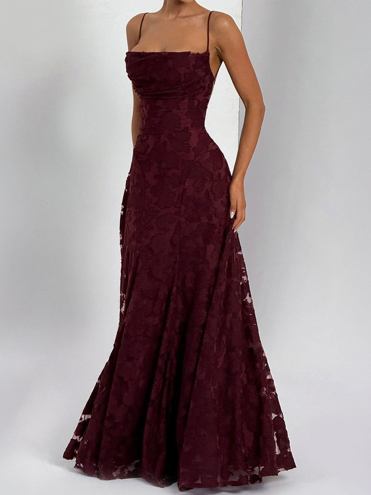 Colette | Womens Lace A Line High Waist Cami Maxi Wedding Guest Dresses - 2