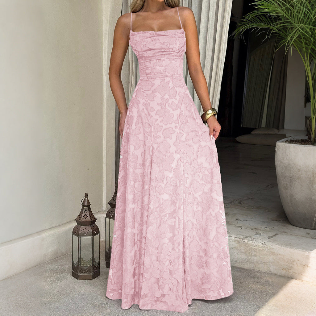 Colette | Womens Lace A Line High Waist Cami Maxi Wedding Guest Dresses - 7