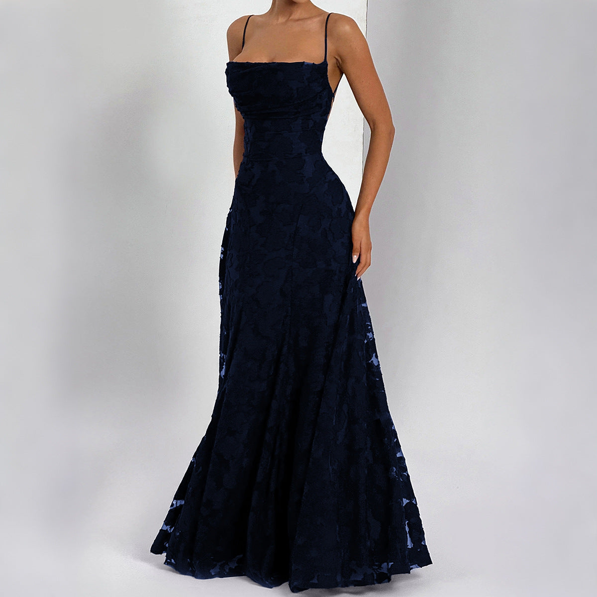 Colette | Womens Lace A Line High Waist Cami Maxi Wedding Guest Dresses - 9