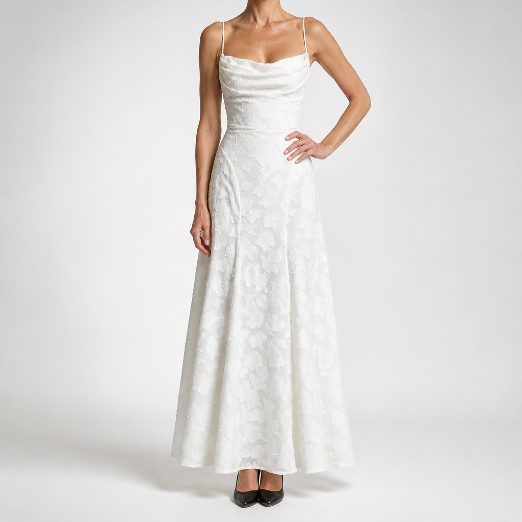 Colette | Womens Wedding Guest Maxi Lace A-Line High Waist Dresses, White