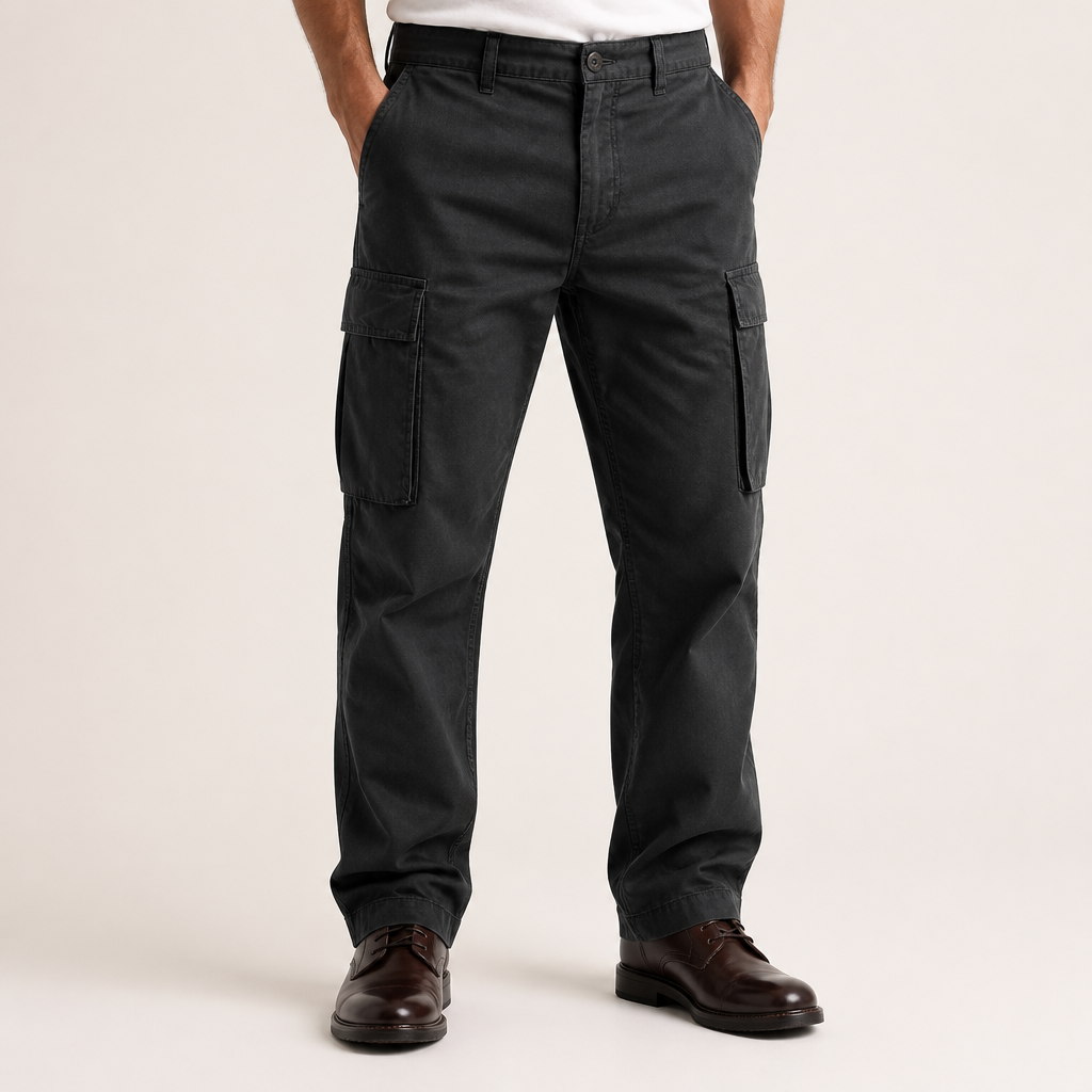Colter | Mens Drawstring Pocket Cargo Work Trousers Pants, Black