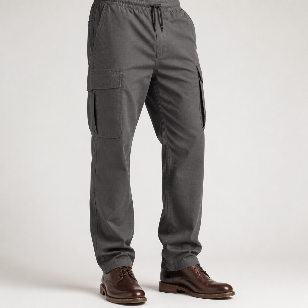 Colter | Mens Drawstring Pocket Cargo Work Trousers Pants, Dark Grey